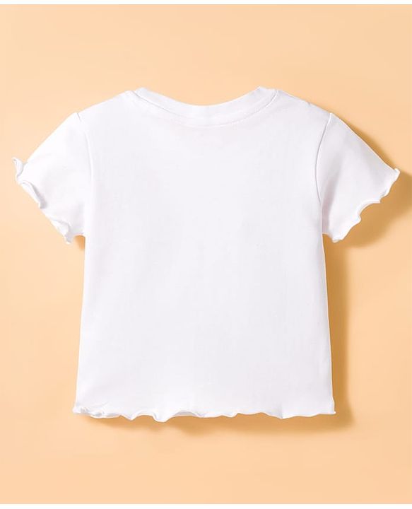 Babyhug Woven Denim Frock & Half Sleeves Inner Tee With Heart Patch - Blue