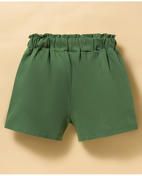 Babyhug Popcorn Knit Sleeveless Striped Top & Shorts Set - Green & White
