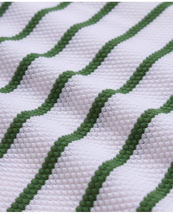 Babyhug Popcorn Knit Sleeveless Striped Top & Shorts Set - Green & White