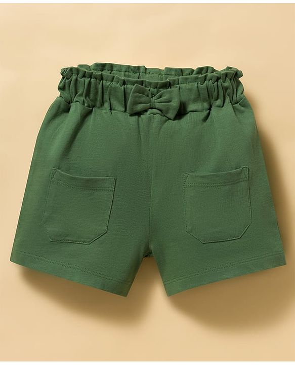 Babyhug Popcorn Knit Sleeveless Striped Top & Shorts Set - Green & White