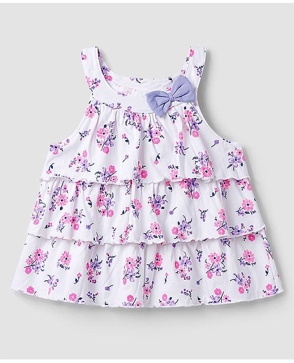 Babyhug Single Jersey Knit Sleeveless Top & Shorts Set With Floral Print - Multicolor