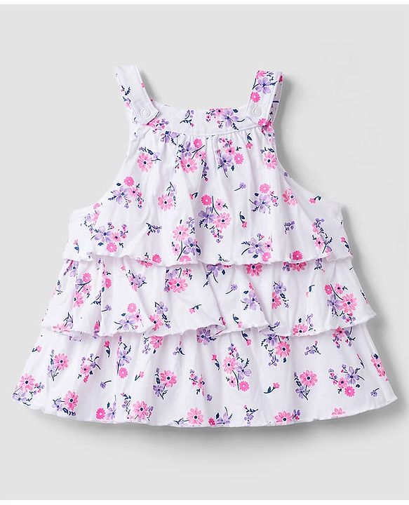 Babyhug Single Jersey Knit Sleeveless Top & Shorts Set With Floral Print - Multicolor