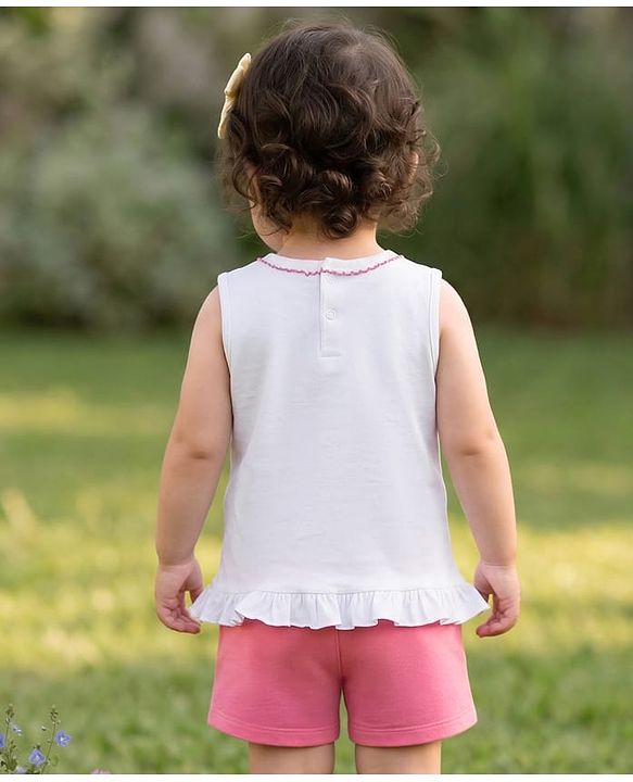 Babyhug Single Jersey Knit Sleeveless Top & Shorts Set With Floral Print - Multicolor