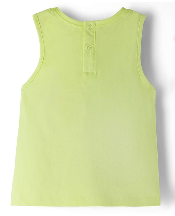 Babyhug Single Jersey Knit Sleeveless Top & Shorts Set with Seashell Print - Lime Green & Pink