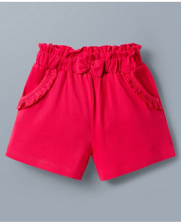 Babyhug Cotton Knit Sleeveless Hearts Printed & Bow Embroidered Top & Shorts Set - White & Red