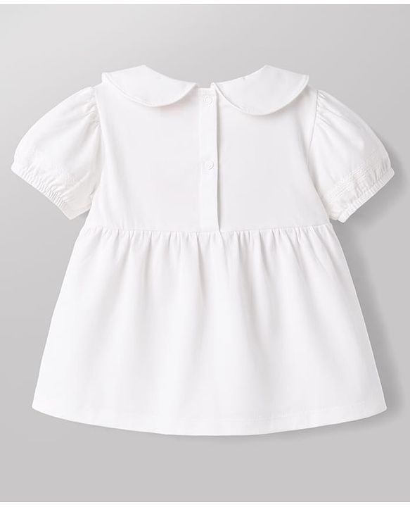 Babyhug Single Jersey Knit Half Sleeves Top & Leggings Set with Floral Print & Embroidery - White & Pink