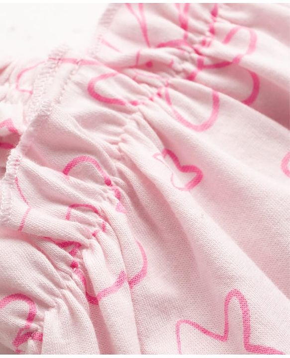 Babyhug Single Jersey Knit Sleeveless Top & Shorts Set with Floral Print & Bow Applique - Pink