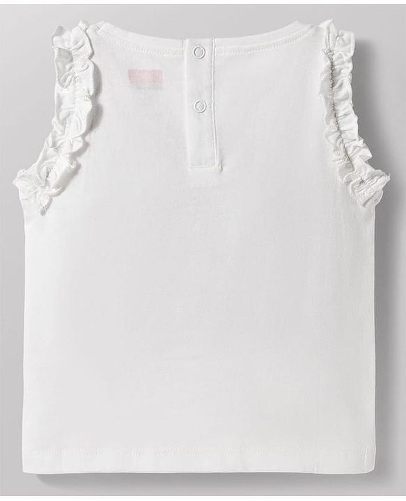 Babyhug Single Jersey Knit Sleeveless Top & Layered Skirt Set with Bow Applique - Red & White
