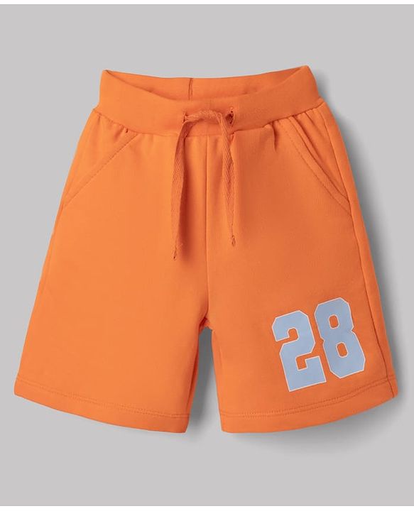 Babyhug Disney Single Jersey Knit Half Sleeves T-Shirts & Shorts Set with Mickey Mouse Graphics - Orange White & Navy Blue
