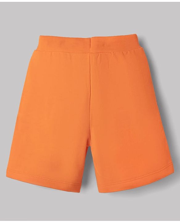 Babyhug Disney Single Jersey Knit Half Sleeves T-Shirts & Shorts Set with Mickey Mouse Graphics - Orange White & Navy Blue