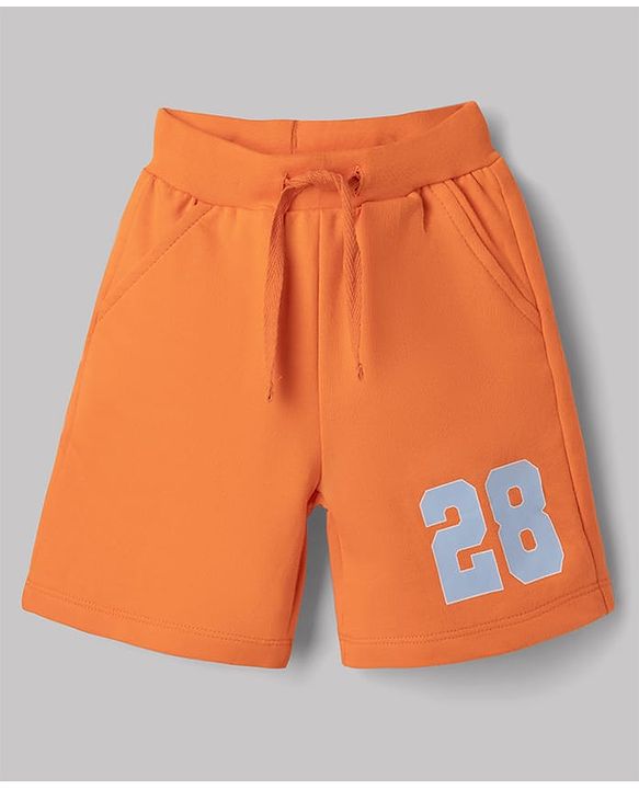 Babyhug Disney Single Jersey Knit Half Sleeves T-Shirts & Shorts Set with Mickey Mouse Graphics - Orange White & Navy Blue