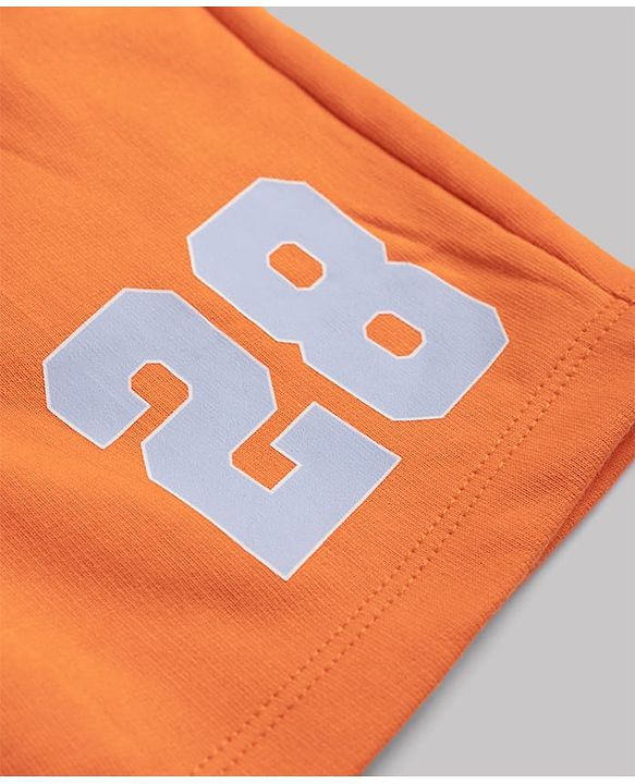Babyhug Disney Single Jersey Knit Half Sleeves T-Shirts & Shorts Set with Mickey Mouse Graphics - Orange White & Navy Blue
