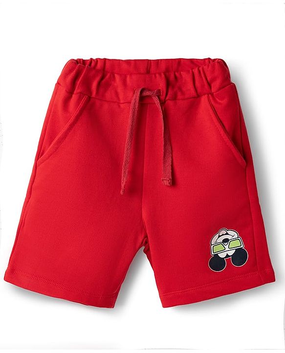 Babyhug Disney Single Jersey Knit Half Sleeves T-Shirt & Shorts Set with Mickey Mouse Graphics - Red