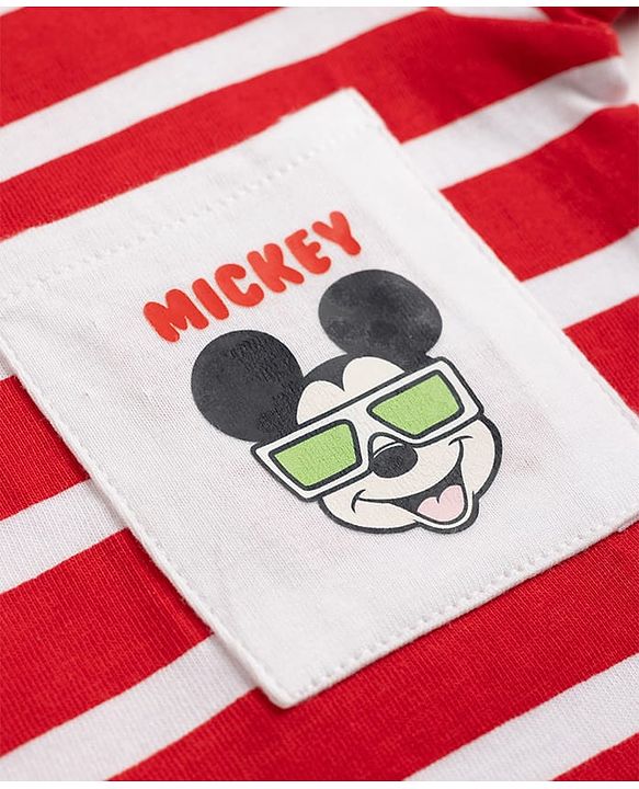 Babyhug Disney Single Jersey Knit Half Sleeves T-Shirt & Shorts Set with Mickey Mouse Graphics - Red