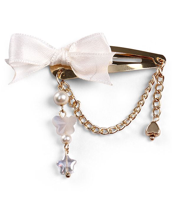 Babyhug Metal Hair Clips With Beads & Charm Detailing - Pink