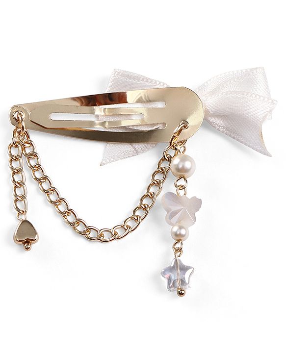 Babyhug Metal Hair Clips With Beads & Charm Detailing - Pink