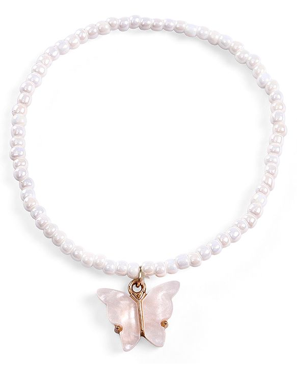 Babyhug Metal Necklace & Bracelet Jewellery Combo With Pearls & Butterfly Charms - White