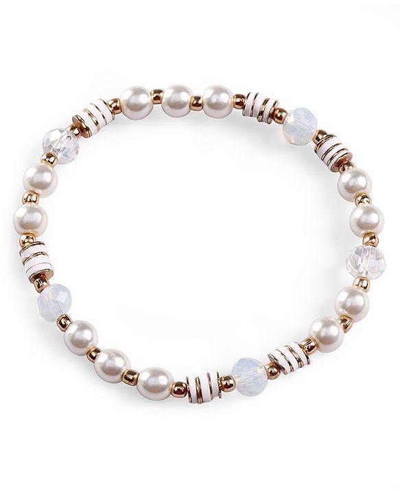Babyhug Metal Necklace & Bracelet Jewellery Combo With Pearls & Butterfly Charms - White