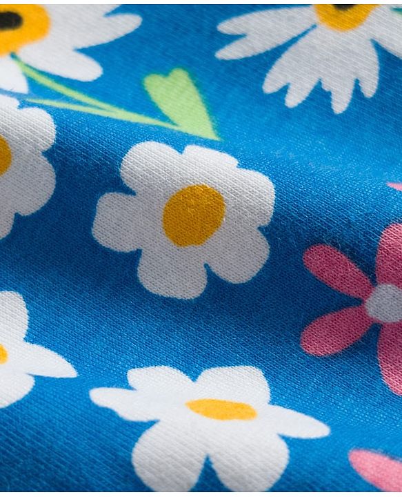 Babyhug Single Jersey Knit Full Sleeves Top & Leggings Set with Floral Print - Yellow & Blue