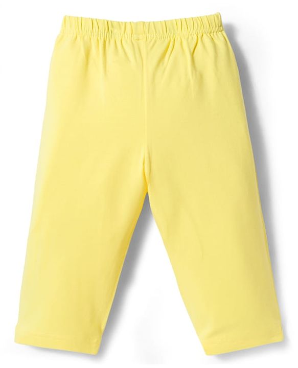Babyhug Single Jersey Knit Full Sleeves Top & Leggings Set with Floral Print - Yellow & Blue