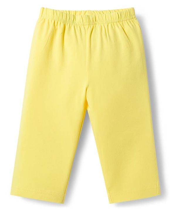 Babyhug Single Jersey Knit Full Sleeves Top & Leggings Set with Floral Print - Yellow & Blue