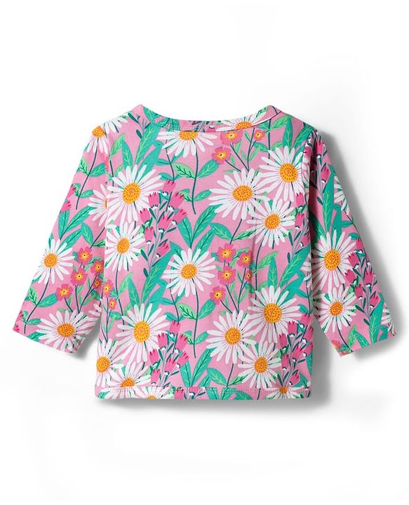Babyhug Single Jersey Knit Full Sleeves Co-ords Top & Leggings Set with Floral Print - Multicolor