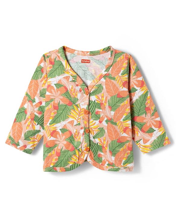 Babyhug Single Jersey Knit Full Sleeves Top & Leggings Set with Floral Print - Red