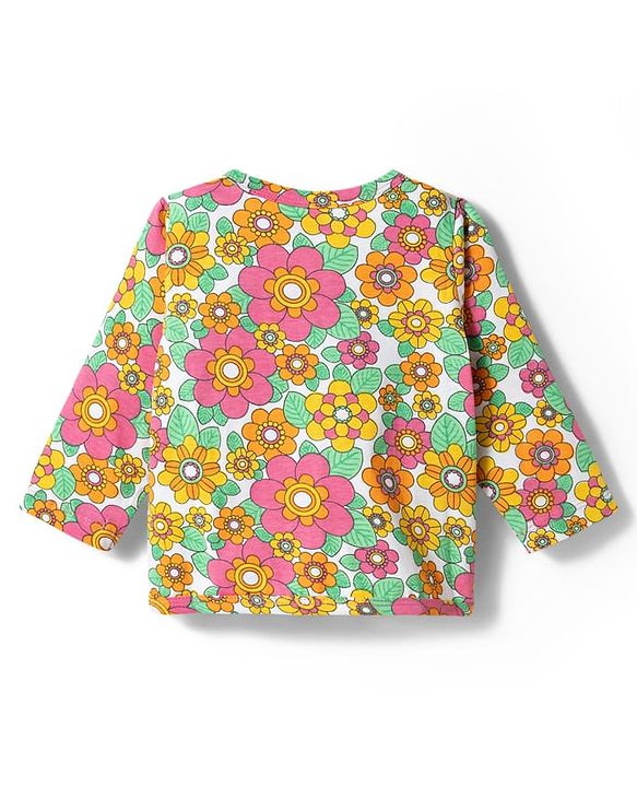 Babyhug Single Jersey Knit Full Sleeves Top & Leggings Set with Floral Print - Pink