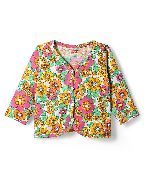 Babyhug Single Jersey Knit Full Sleeves Top & Leggings Set with Floral Print - Pink