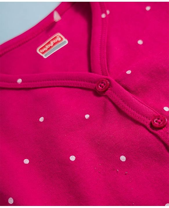 Babyhug Single Jersey Knit Full Sleeves Top & Leggings Set with Polka Dot Print - Fuchsia & White