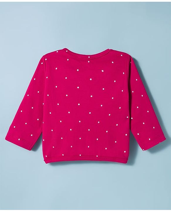 Babyhug Single Jersey Knit Full Sleeves Top & Leggings Set with Polka Dot Print - Fuchsia & White