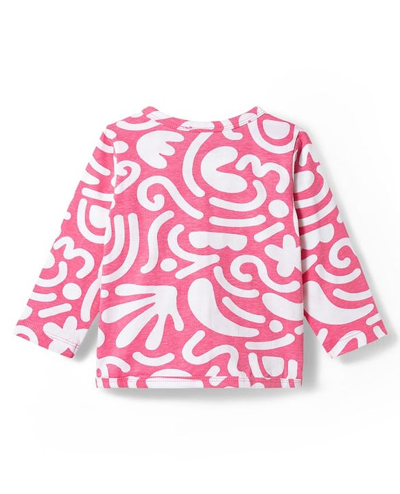 Babyhug Single Jersey Knit Full Sleeves Top & Leggings Set with Abstract Print - Pink
