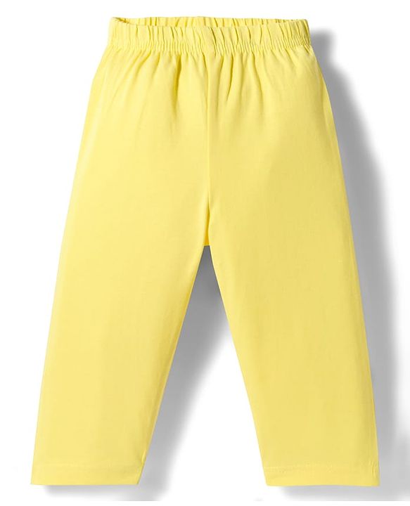 Babyhug Single Jersey Knit Full Sleeves Top & Leggings Set with Tropical Theme Print - Yellow & Blue