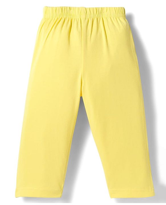 Babyhug Single Jersey Knit Full Sleeves Top & Leggings Set with Tropical Theme Print - Yellow & Blue