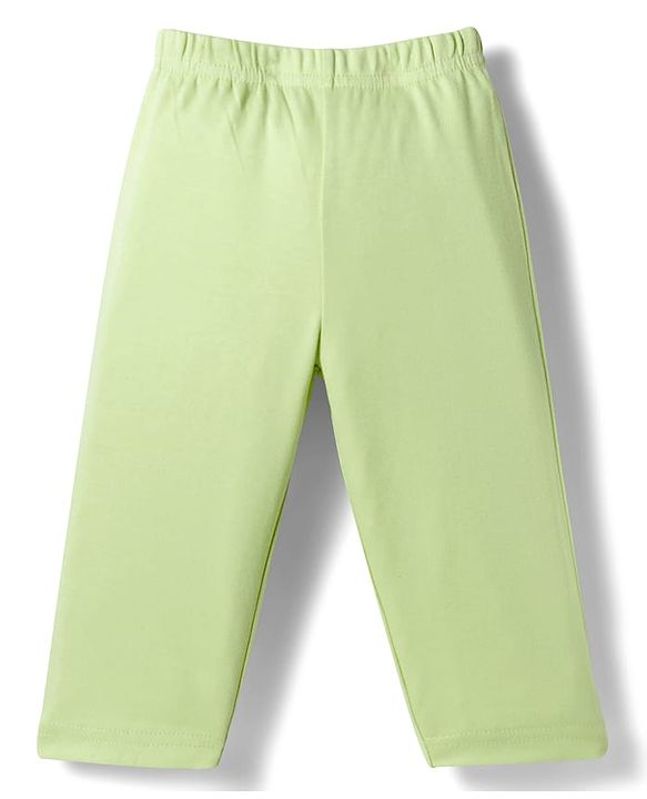 Babyhug Single Jersey Knit Full Sleeves Top & Leggings Set with Tropical Theme Print - Light Green