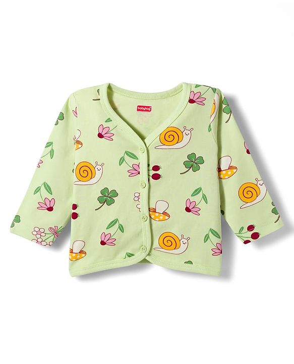 Babyhug Single Jersey Knit Full Sleeves Top & Leggings Set with Tropical Theme Print - Light Green