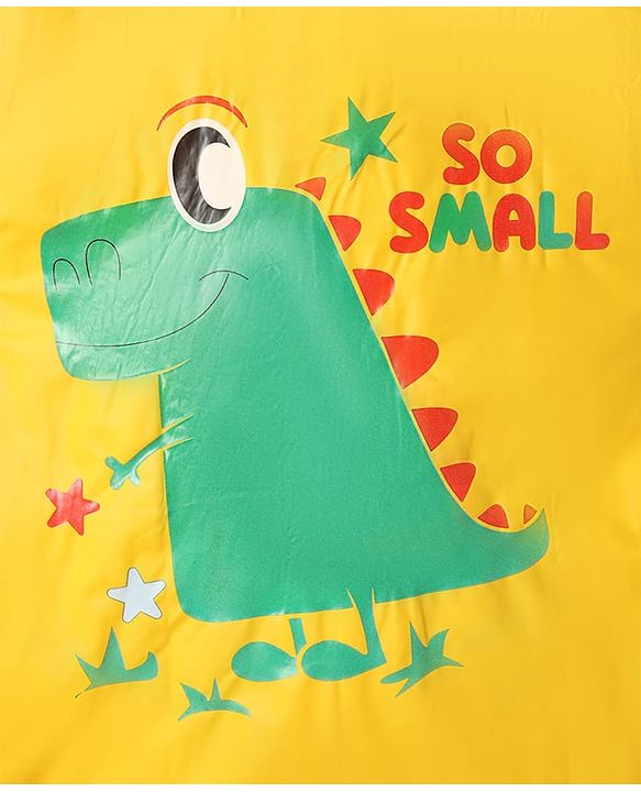 Babyhug Full Sleeves Raincoat with Dino Print - Golden