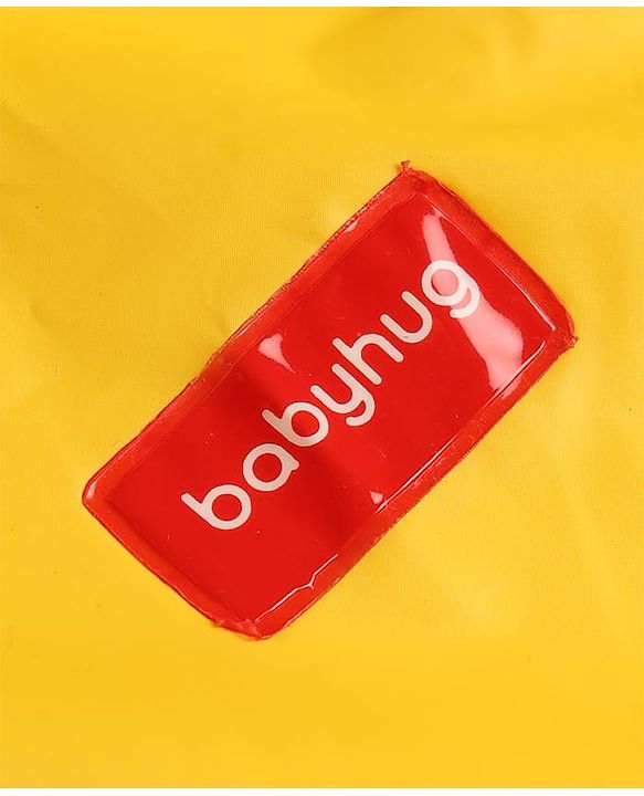 Babyhug Full Sleeves Raincoat with Dino Print - Golden