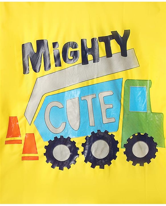 Babyhug Full Sleeves Raincoat with Truck Print - Yellow