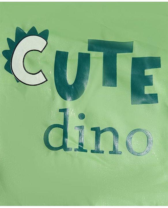 Babyhug Full Sleeves Raincoat with Dino Print - Green