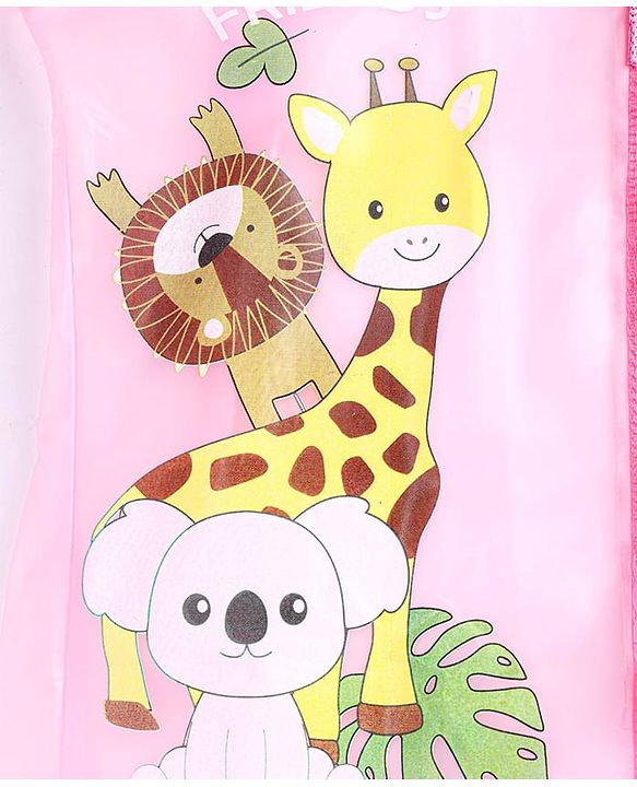 Babyhug Full Sleeves Raincoat with Animal Print - Pink