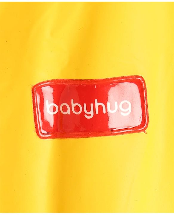 Babyhug Full Sleeves Raincoat with Dino Print - Golden