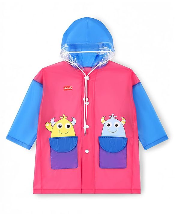 Babyhug Full Sleeves Raincoat with Animal Print - Multicolor