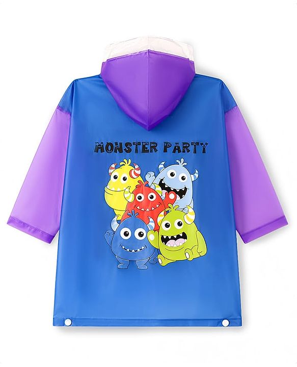 Babyhug Full Sleeves Raincoat with Animal Print - Multicolor
