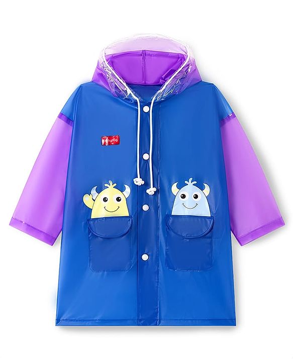 Babyhug Full Sleeves Raincoat with Animal Print - Multicolor