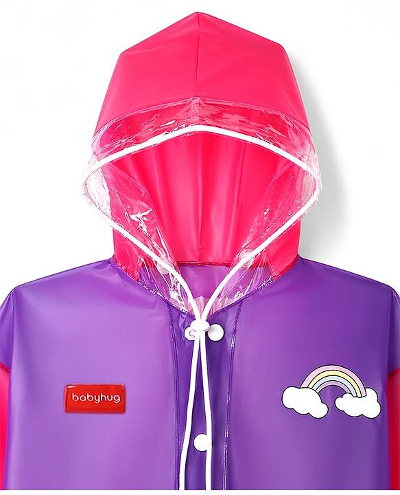 Babyhug Full Sleeves Raincoat with Unicorn & Rainbow Print - Multicolor