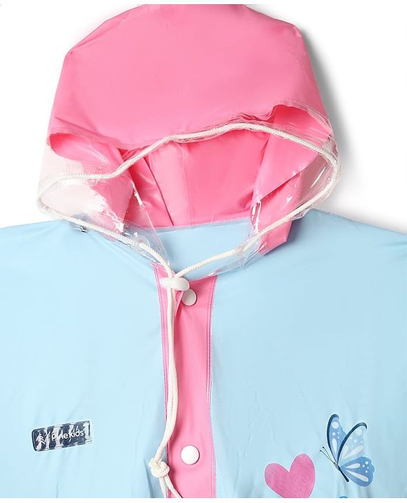 Pine Kids Full Sleeves Raincoat with Text Print - Blue