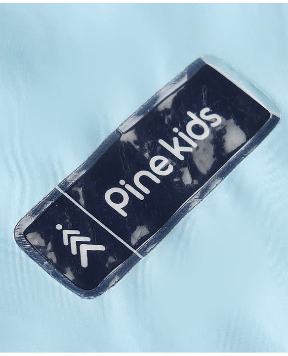 Pine Kids Full Sleeves Raincoat with Text Print - Blue