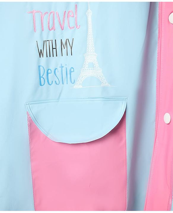 Pine Kids Full Sleeves Raincoat with Text Print - Blue