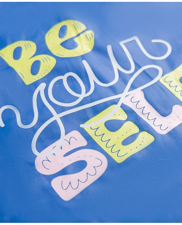 Pine Kids Full Sleeves Raincoat with Text Print - Royal Blue